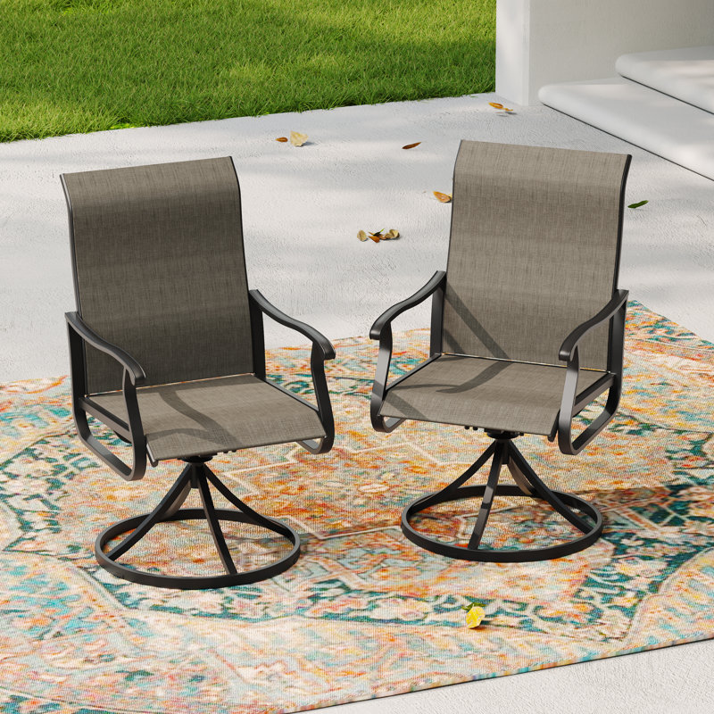 Fauteuil de patio pivotant Tylo, Gris clair / noir