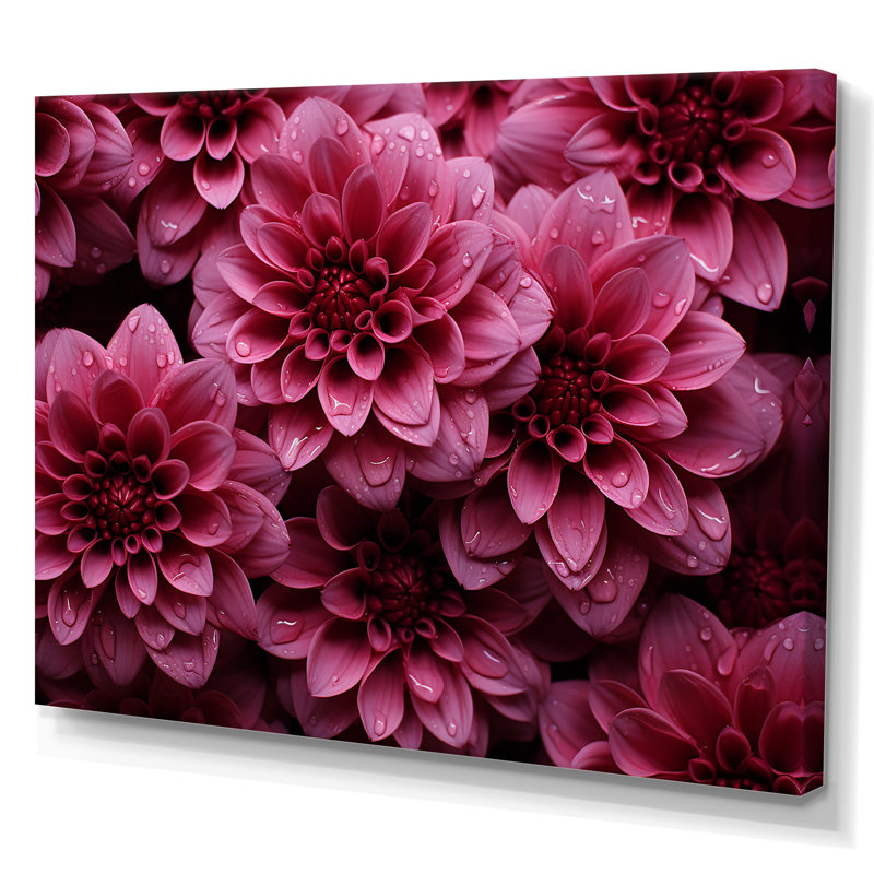 «Pink Chrysanthemums Gardens Collage IV - Chrysanthemums», art mural, Toile tendue, H 12 po x l 20 po x P 1 po