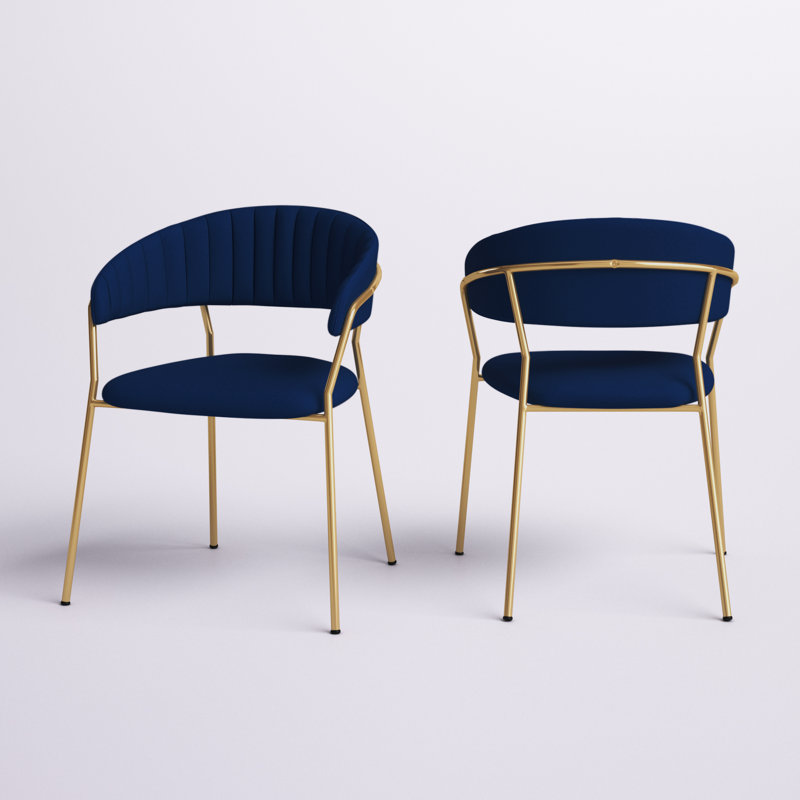 Fauteuil en velours Kamryn, Doré, Gris clair