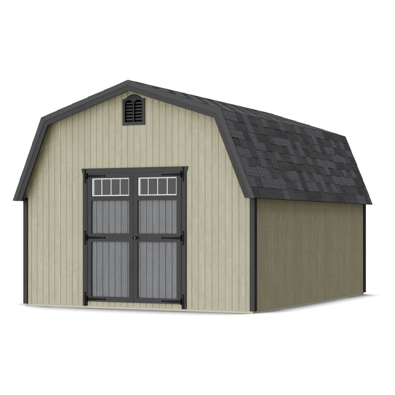 Colonial Greenfield Barn Outdoor Wood Storage Shed, 12' x 16', Yes