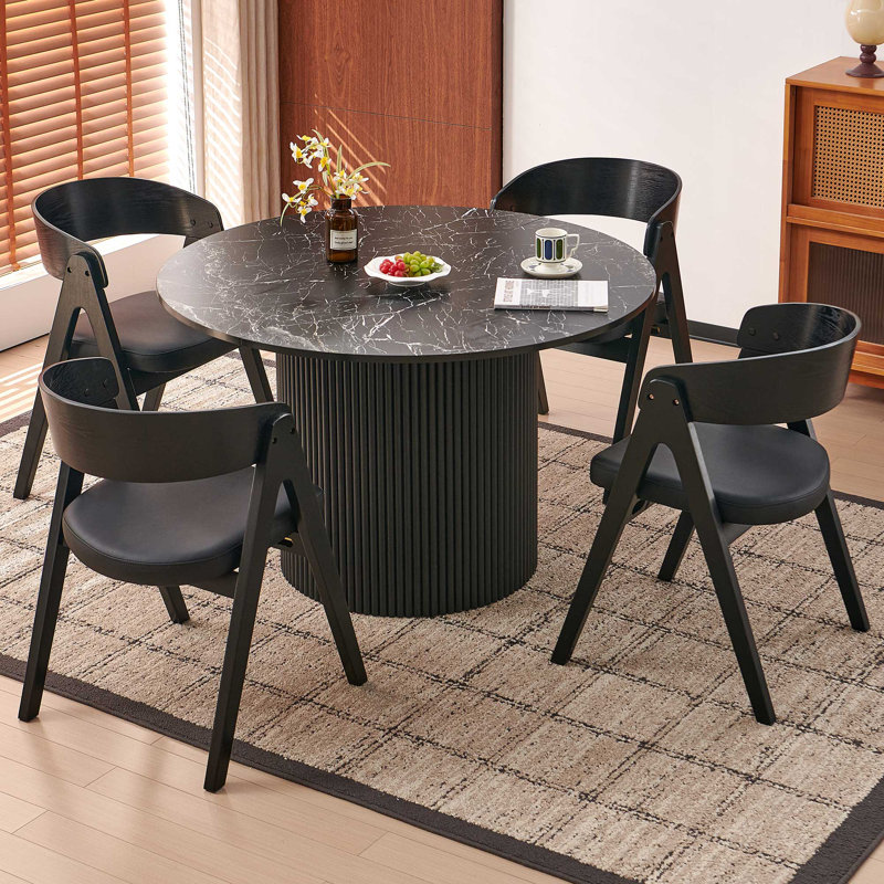 Fairyn 47" Round Dining Table, Black