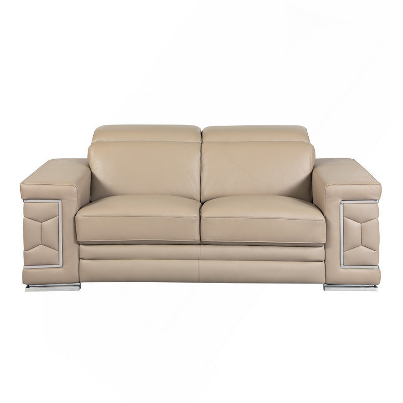 Causeuse en cuir italien à grain supérieur, Beige