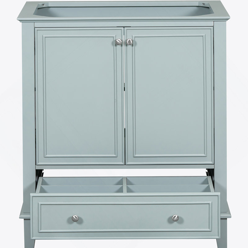 Base de meuble-lavabo moderne autoportant, rangement multifonctionnel avec 2 portes et 1 tiroir, fabrication en bois massif durable et panneau de fibres à densité moyenne