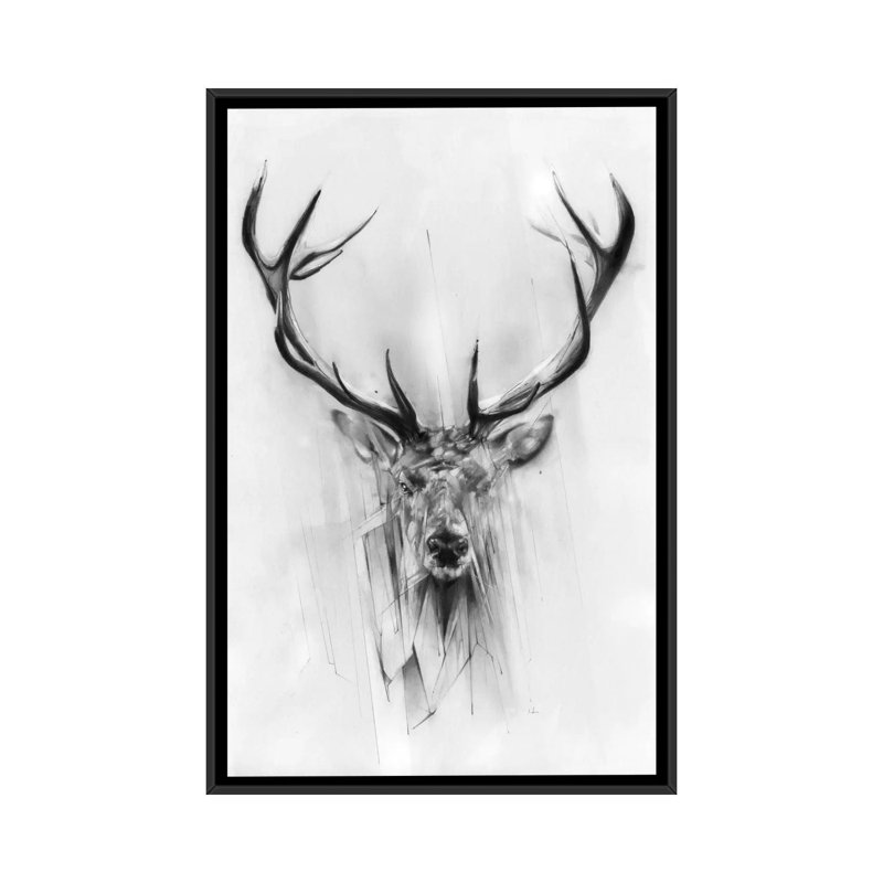 " Red Deer " by Alexis Marcou, 26" H x 18" W x 1.5" D, Black Framed Canvas, No Mat