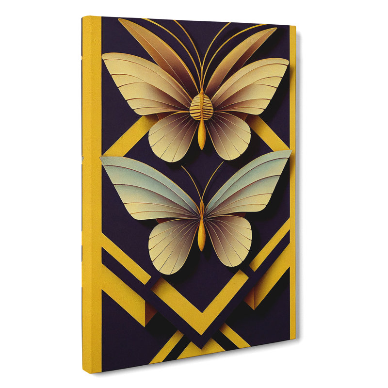 Art Deco Butterflies - Wrapped Canvas, 50cm H x 35cm W x 3cm D
