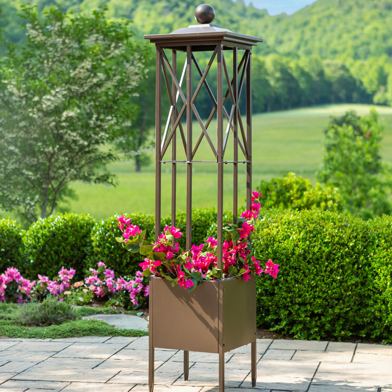 Obélisque d'artisan avec jardinière H 72 x l Brentten