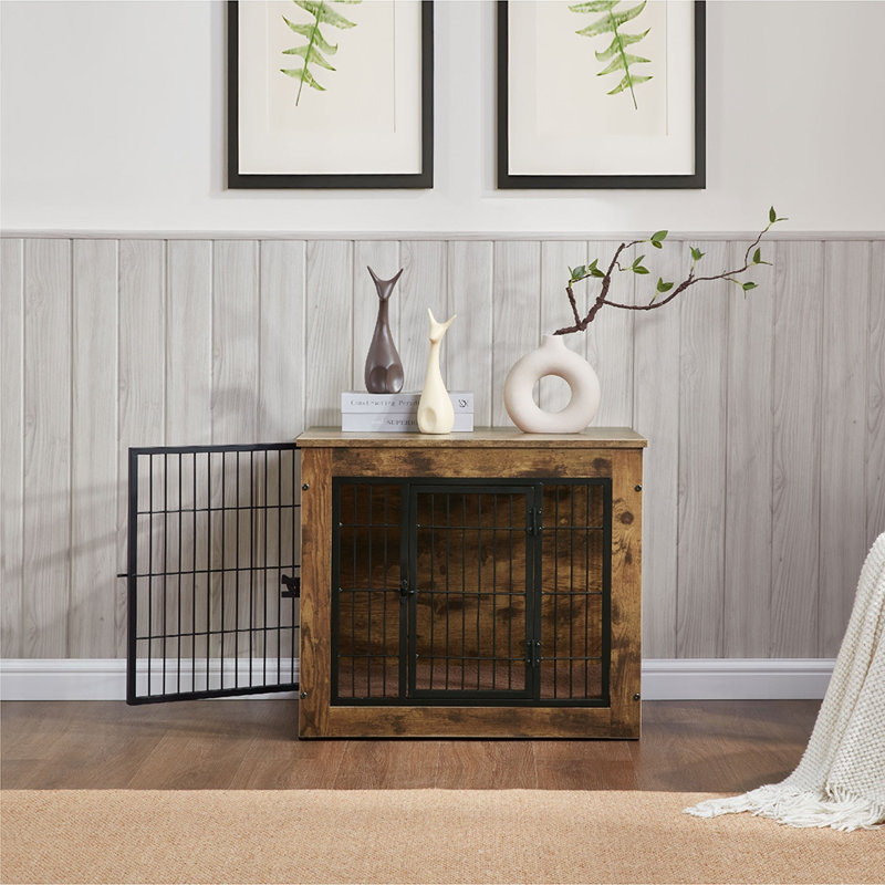 Furniture Style Dog Crate With Mat, Small (32.8" H x 20" W x 27.2" D)
