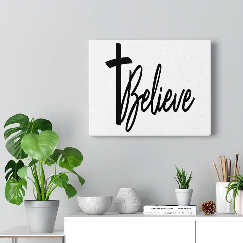 Believe Cross - Wrapped Canvas Print