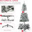 Arbre de Noël 7,5 pi avec blanc froid, floqué, ignifuge, ouverture automatique, installation rapide, 1254 branches, arbre artificiel floqué 500 lumières, 7,5 pi, assemblage simple, 46,76 po, lumières, base