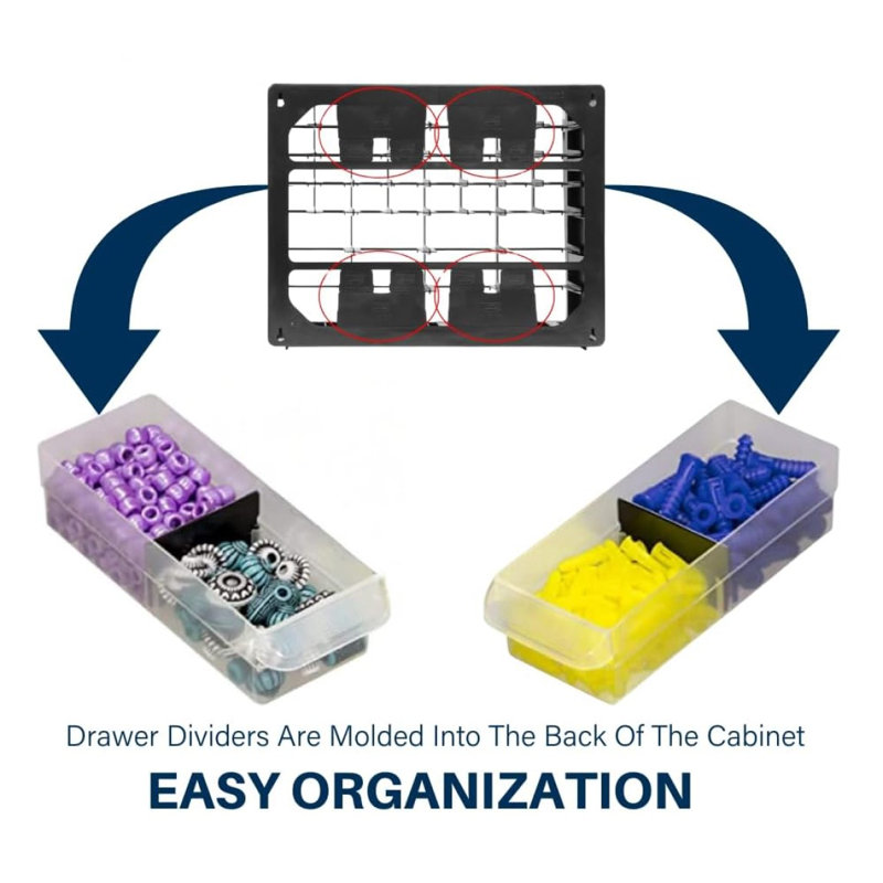 Red 64-Drawer Plastic Wall-Mounted Storage Organizer