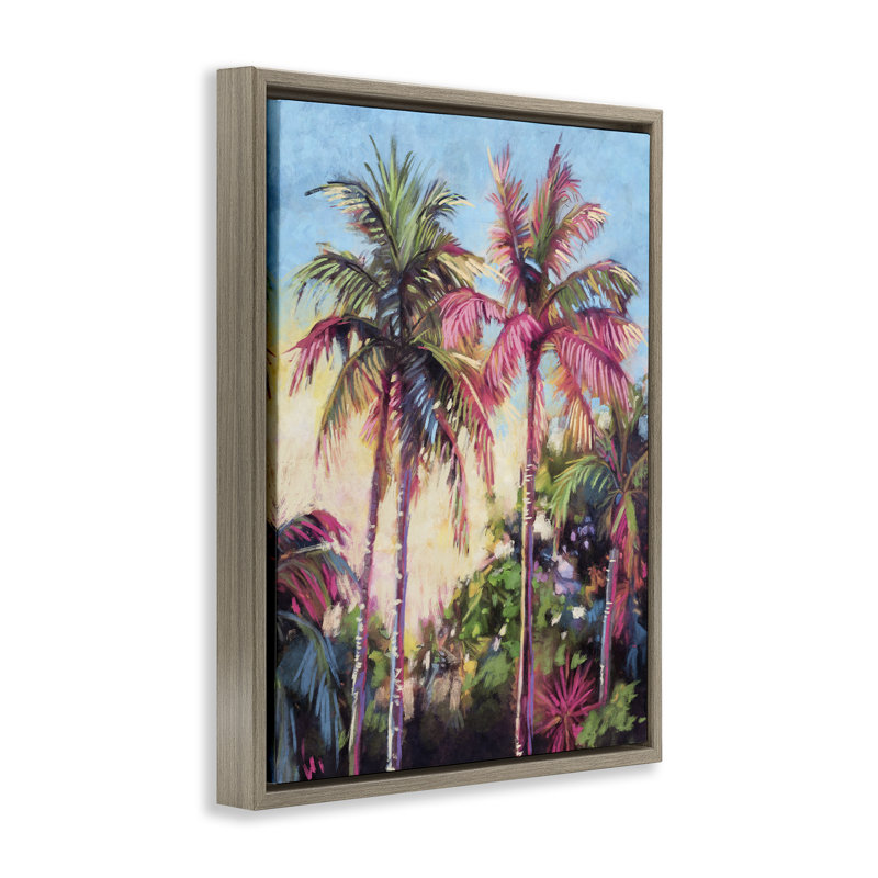 Art mural sur toile flottante "Tropical Palms" par Nina Blue, H 31 po x l 25 po, Cadre flottant gris lustré