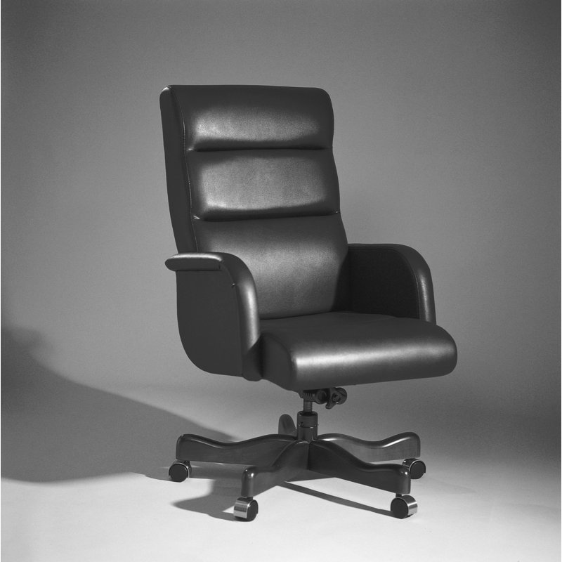 Genuine Leather Executive Chair, Latte, Mahogany, Tilt Lock Not Included