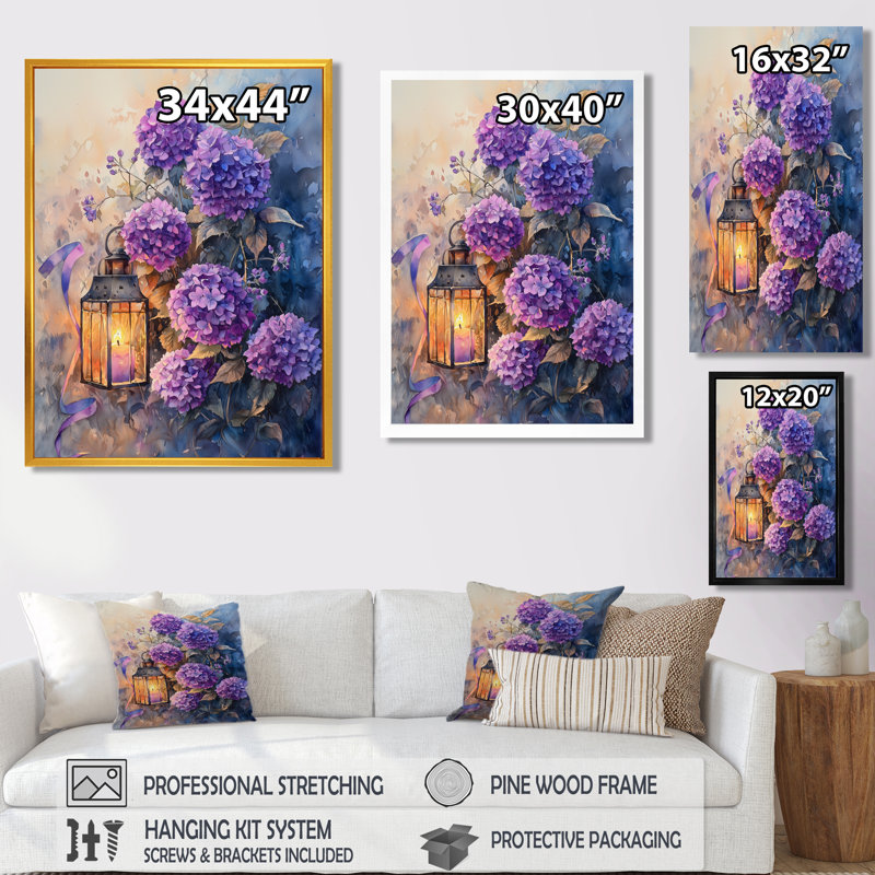 Paysage hortensia et lumière, beauté I - hortensia, art mural, H 60 po x l 28 po, Toile tendue, Ne s’applique pas