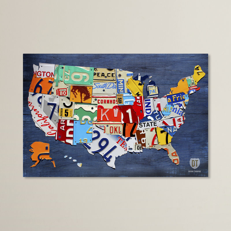 Carte des États-Unis par Design Turnpike, impression sur toile tendue, H 22 po x l 32 po x P 2 po