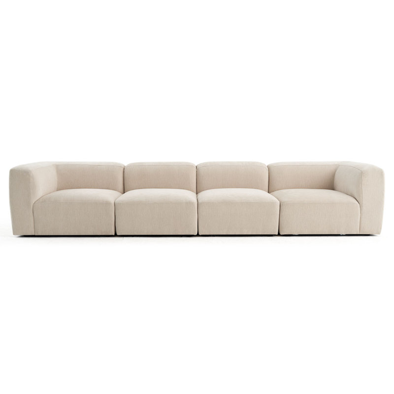 4-Piece Deep Seat Chenille Modular Sectional Sofa, Beige