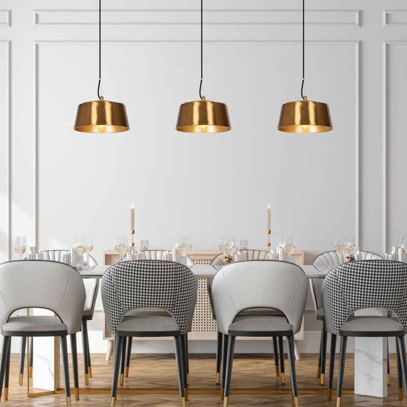 Luminaire suspendu tambour 1 lumière Cozine, Laiton électroplaqué