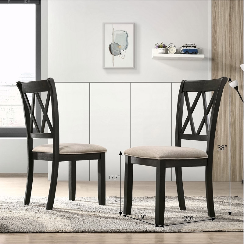 Ensemble de 2 chaises rembourrées en tissu, Noir