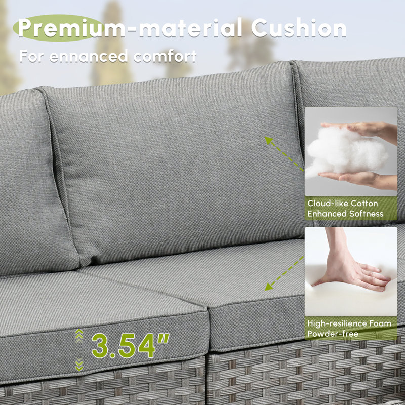 Ensemble de conversation pour 7 personnes avec chaise berçante pivotante, ensemble de conversation modulaire en rotin et osier avec coussins, ensemble de conversation pour canapé toutes saisons avec foyer pour table de jardin