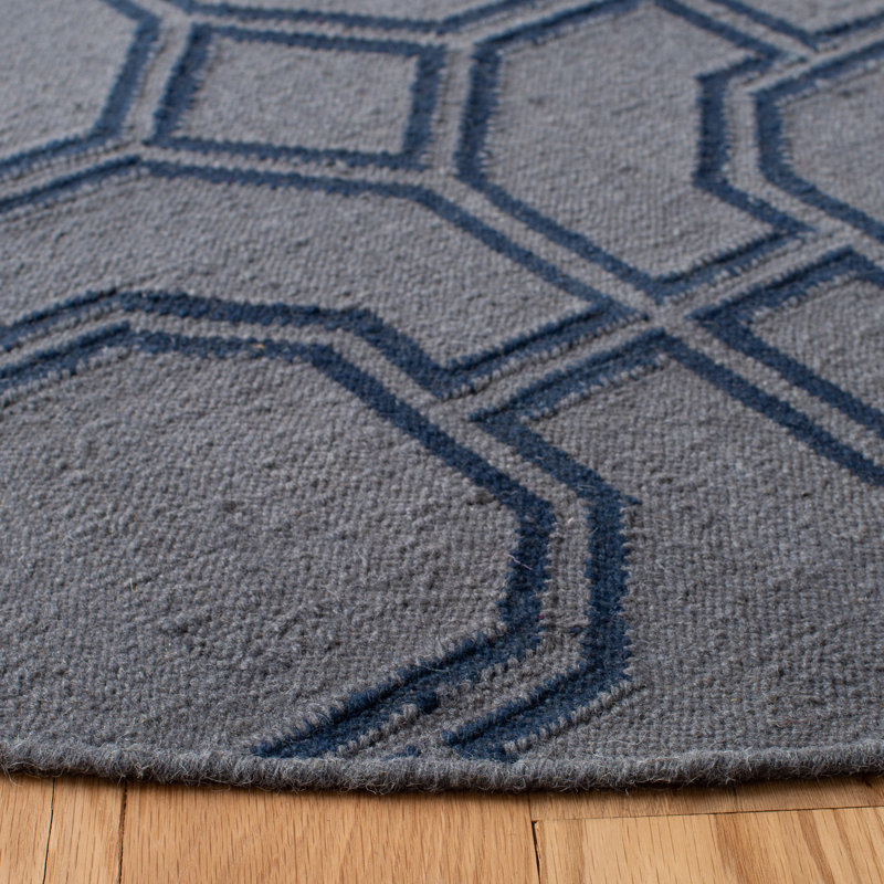 Rodgers Hand Woven Flat Weave Wool Geometric Rug, Rectangle 9' x 12'