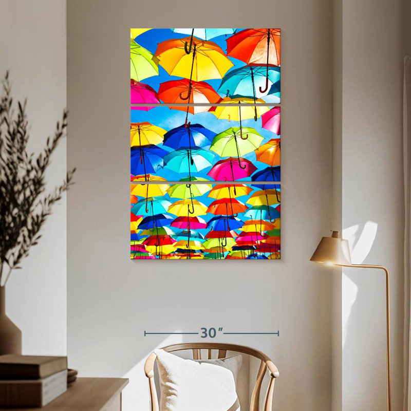 Kerner Colourful Umbrellas - Blue Sky, 65" H x 42" W
