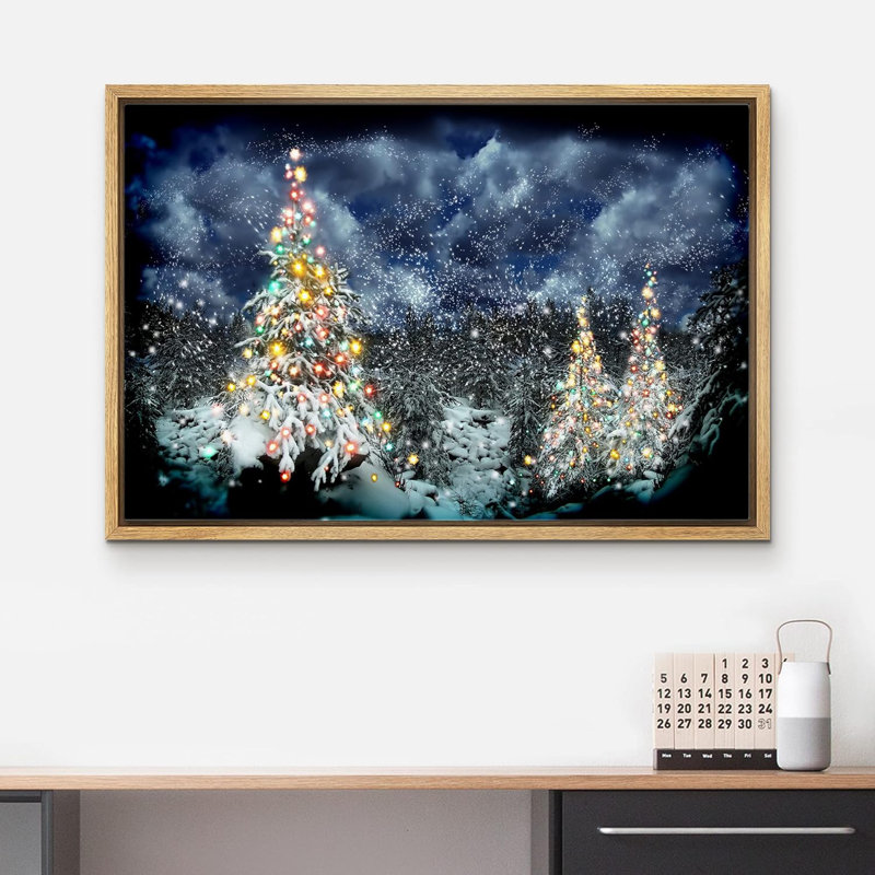 Célébration de Noël, impression, H 16 po x l 24 po, Reproduction avec cadre flottant, Naturel