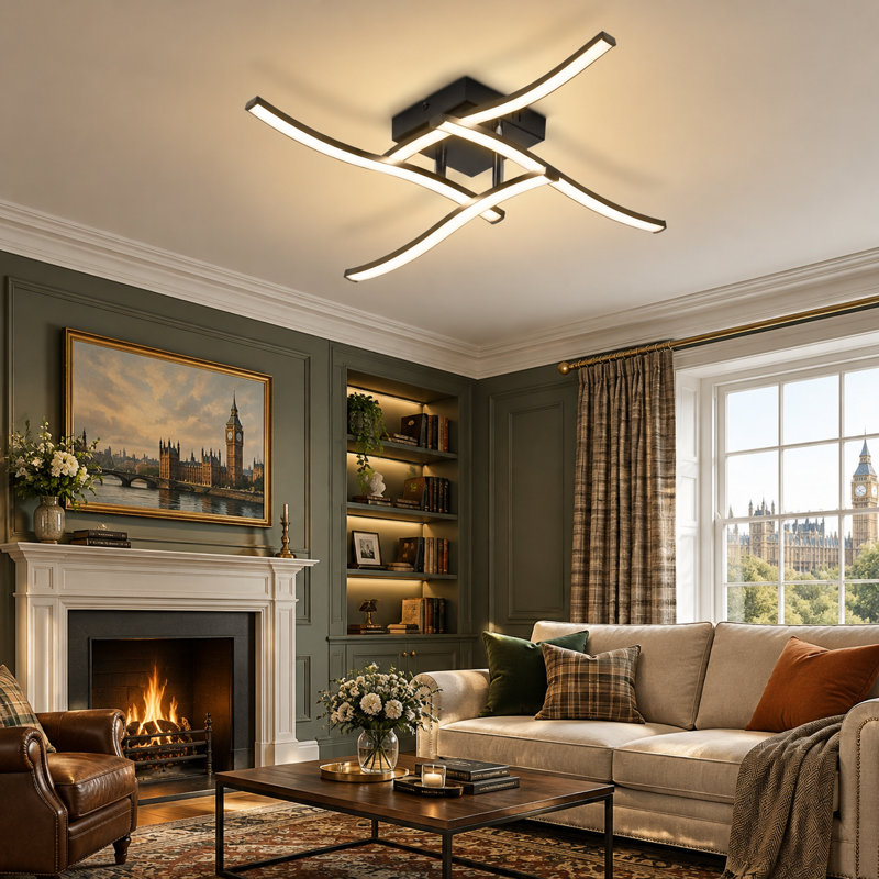 4-Light Black LED Flush Mount