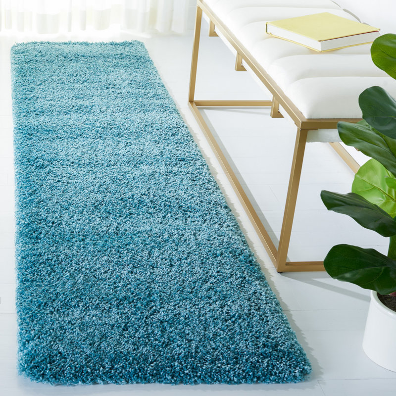 Delane Aqua Blue Area Rug, Runner 2' x 12'