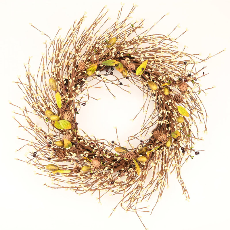 24" Handcrafted Faux Berry Twig Fall Front Door Wreath