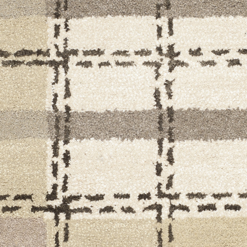 Martha Stewart Hand Tufted Wool/Viscose Plaid Rug in Sharkey Gray, Runner 2'3" x 10'