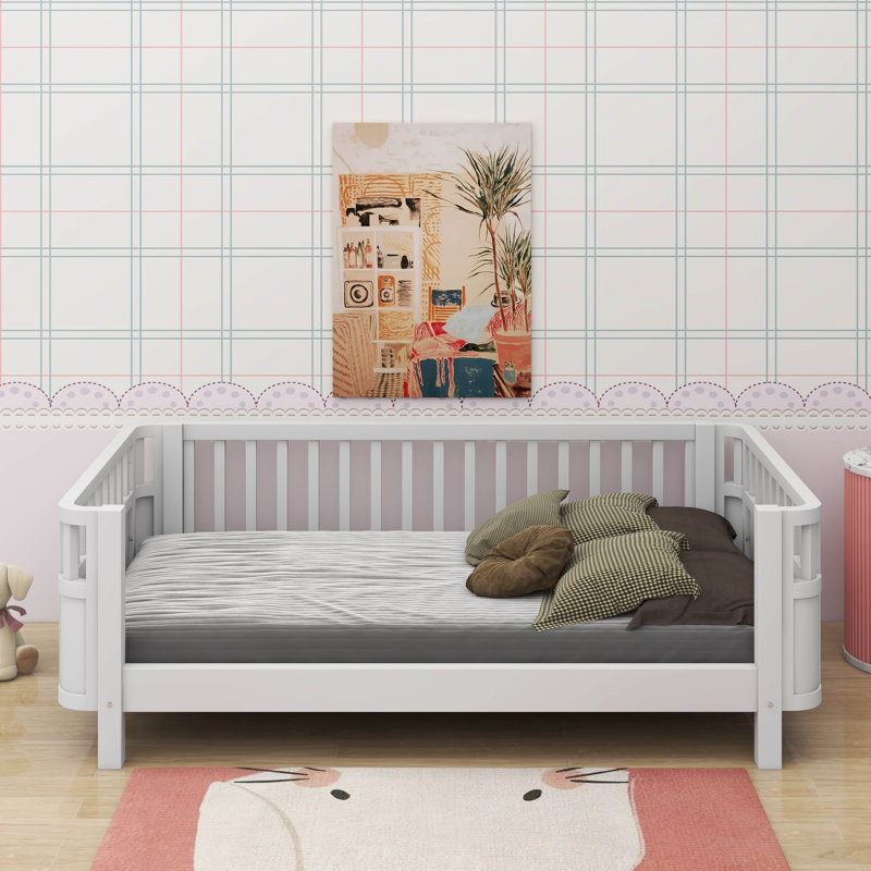 Twin Size Wood Platform Bed, Twin, White