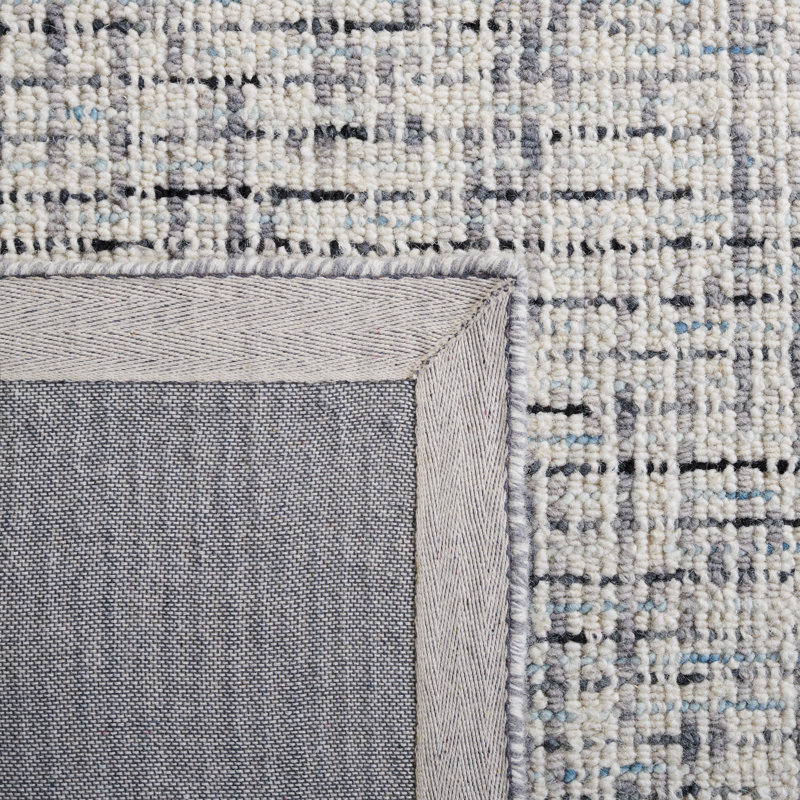 Tapis gris / bleu clair en laine touffeté à la main Aprell, Carré 6 pi