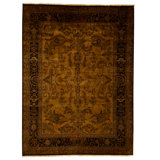 Hand Knotted Wool Oriental Area Rug in Gold And Black