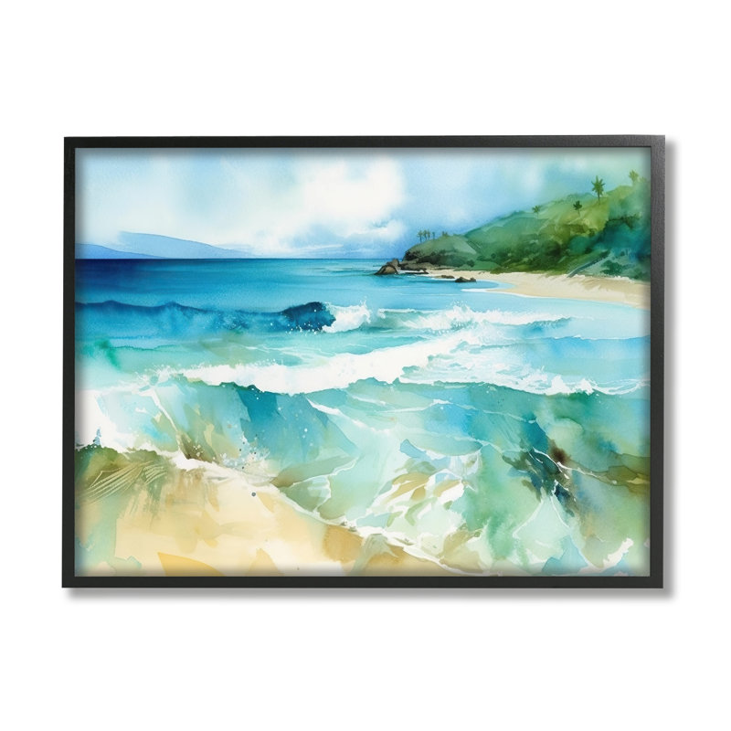 Ba-005 - «Abstract Beach Waves» par Andrea Haase, H 16 po x l 20 po x P 1,5 po