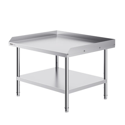 Table de travail en acier inoxydable, table de travail de préparation des aliments 30 x 36 x 26 pouces, table de travail robuste à 3 côtés avec dosseret, table de travail en métal avec hauteur réglable pour hôtel restaurant