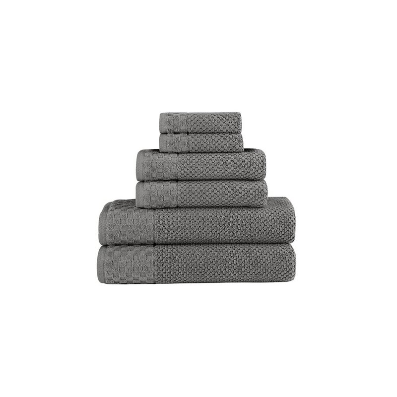 Deacon 100% Cotton Plush Jacquard Mulit-Size Set, Dark Gray
