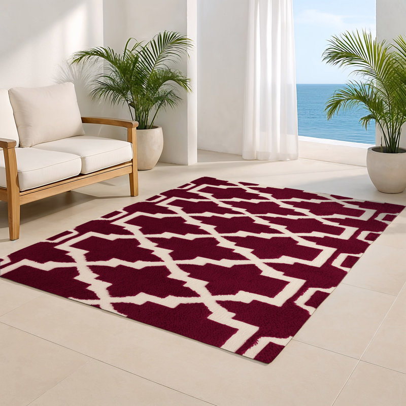 Tapis rouge intérieur et extérieur Trellis, Rectangulaire 8 pi x 10 pi