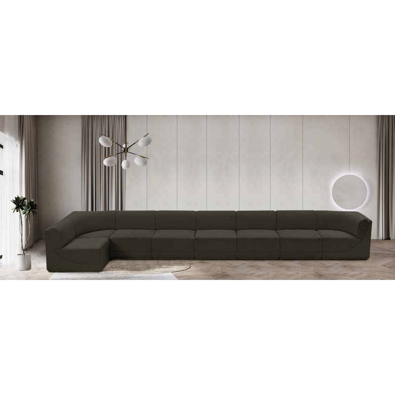 Canapé modulaire rembourré 8 pièces Ollie, Tissu brun bouclé