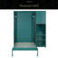 Lit escamotable simple rotatif avec bibliothèque, armoire supérieure, bureau coulissant et rangement latéral, bleu sarcelle-1358121462