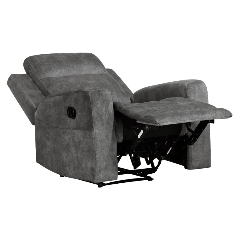 Tesy Manual Reclining Chair, Dark Grey Brown Microfiber, Foam Cushions
