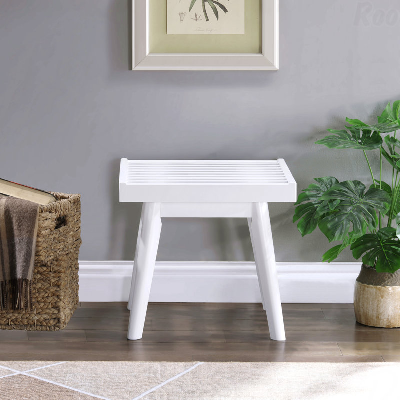 Banc à lattes en bois massif - longueur de 19 pouces, H 17,5 po x l 19 po x P 16,5 po