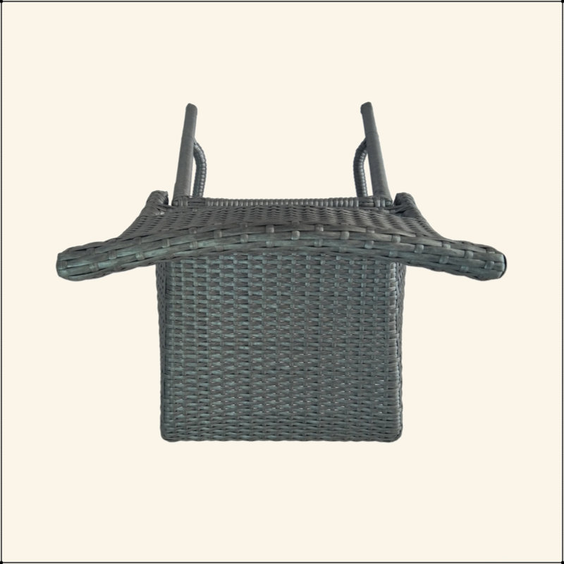 Ensemble de 2 tabourets de bar sans accoudoirs en rotin de plein air PE, Gris