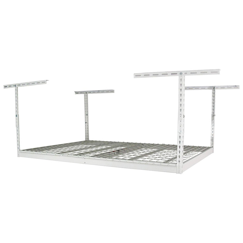 Steel Height -Adjustable Ceiling Mounted Rack, White, 21" H x 48" W x 72" D