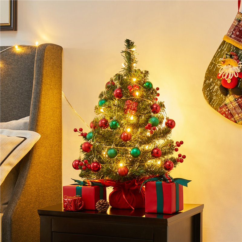 Lighted Artificial Fir Christmas Tree, 2' H