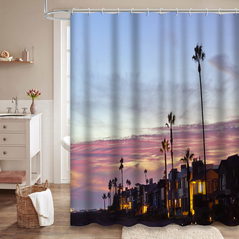 Rideau de douche avec 12 crochets Sunset, L 72 po x l 72 po