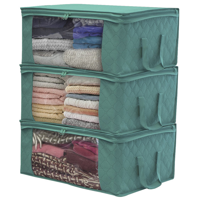 Bamboo Aqua Fibre Clothing Underbed Storage, Teal