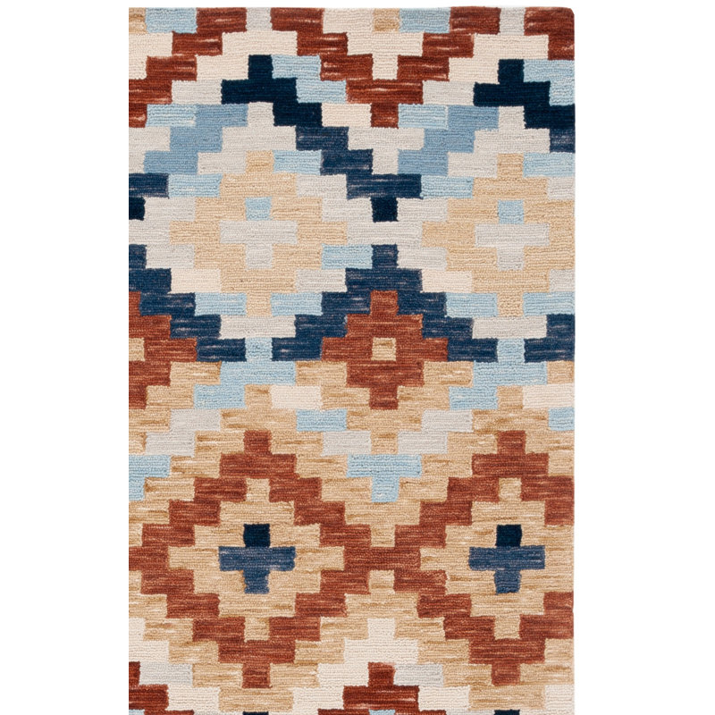 Aalyah Hand Hooked Wool Pile Southwestern Rug, Rectangle 8' x 10'