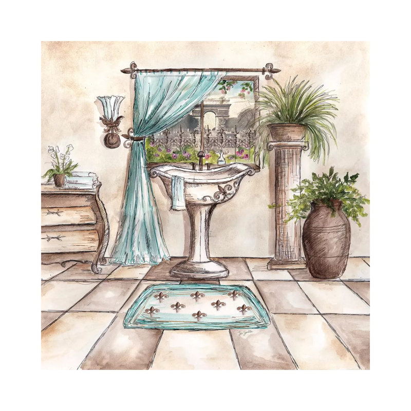 Paris Bath II by Tre Sorelle Studios - Wrapped Canvas Painting, 30.48 cm H x 30.48 cm W