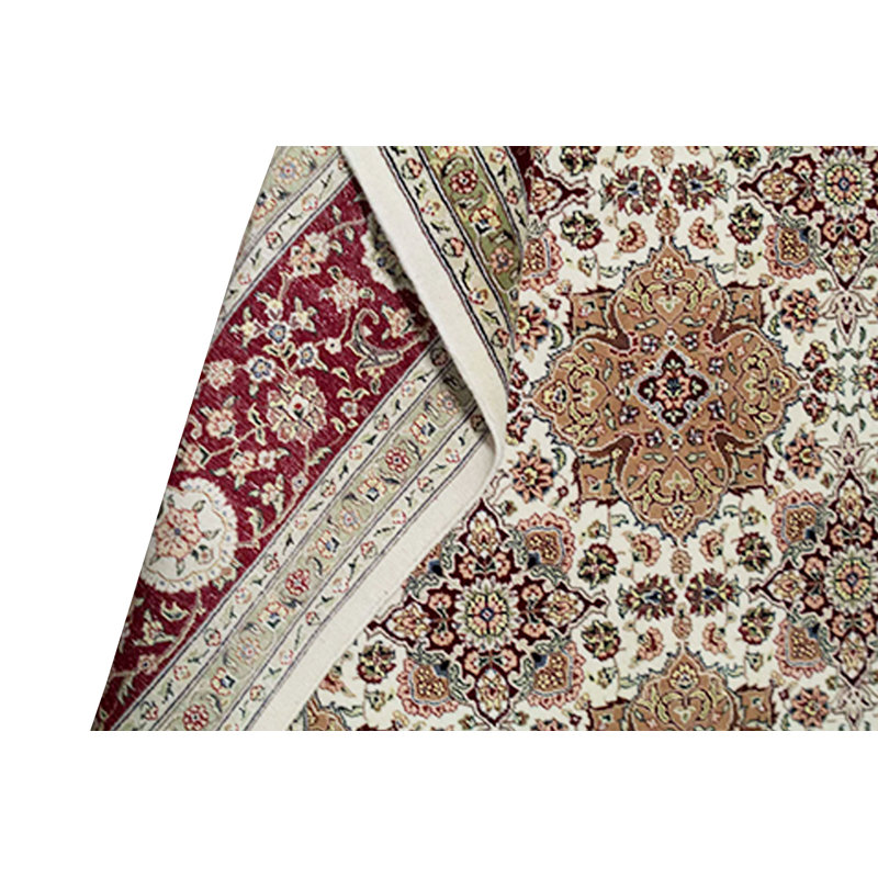 Tapis ivoire et vin noué à la main de haute qualité