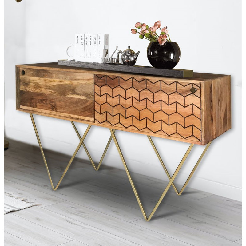 Levon 118cm Solid Wood Top Console Table