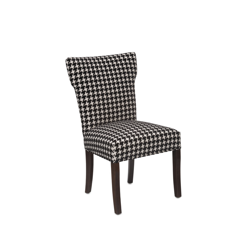 Chaise parsons cloisonnée à oreilles Clermont, Velours noir, Espresso